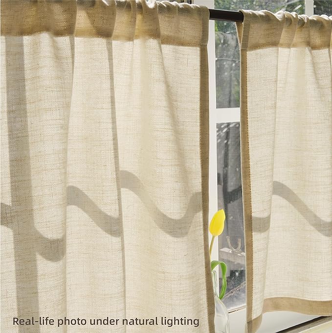 AIRLAKE Linen Blend Tier Curtains, 26 x 36 inches, Boho Farmhouse Rustic Style - Image 7
