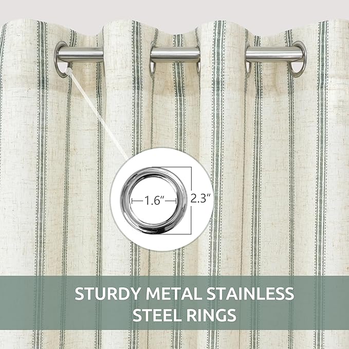 DriftAway Farmhouse Vertical Striped Linen Blend Textured Light Filtering Semi - Image 3
