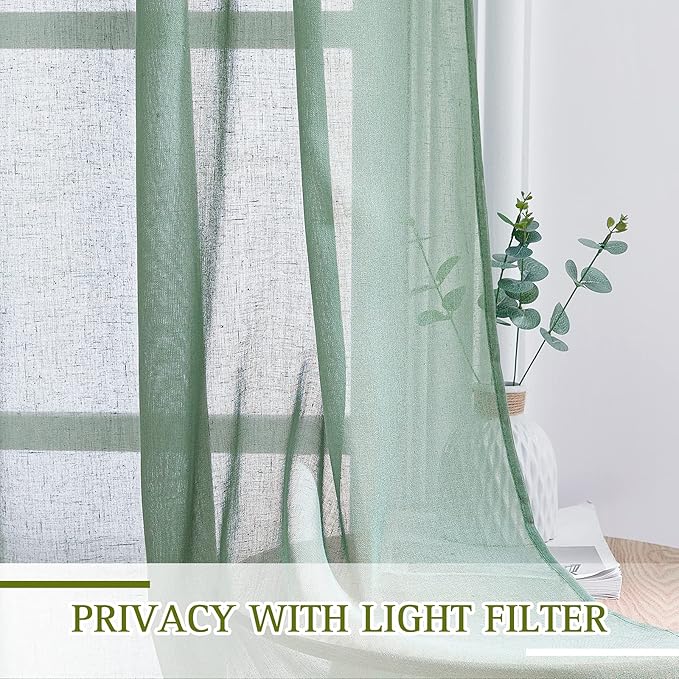 NICETOWN Linen Sheer Curtains Flax Textured - Image 5