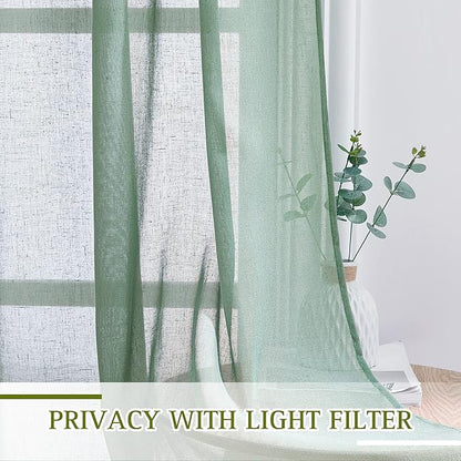NICETOWN Linen Sheer Curtains Flax Textured - Image 5
