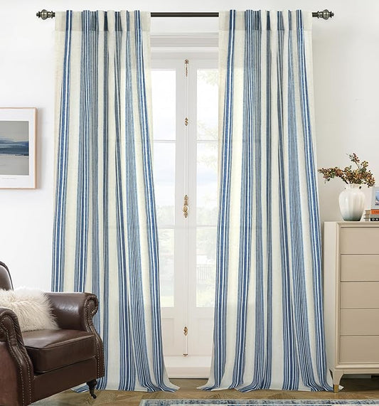 DriftAway Farmhouse Vertical Striped Linen Blend Textured Light Filtering Semi by DriftAway