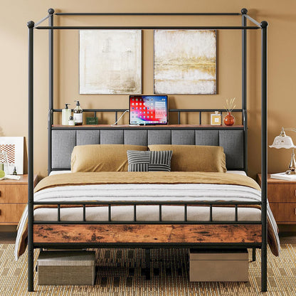 likimio full canopy bed frame, storage headboard with, main product view
