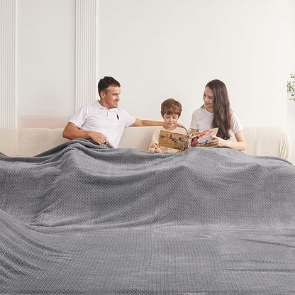 Oversized King Fleece Blanket 120x138 Inches, Seamless Soft Cozy 3D Jacquard by Korbliss