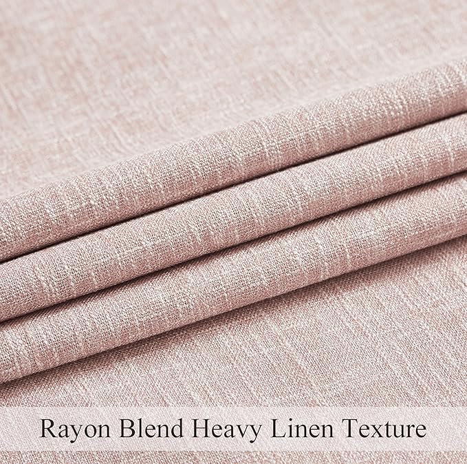 Central Park Pink Solid Blackout Curtain Heavy Linen Texture Window Treatment - Image 4