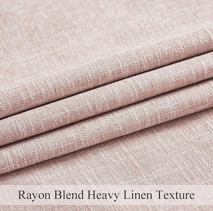 Central Park Pink Solid Blackout Curtain Heavy Linen Texture Window Treatment - Image 4