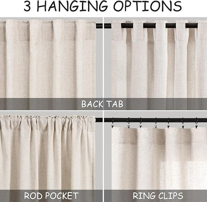 Beige Linen Curtains 84 Inches Long - Image 3