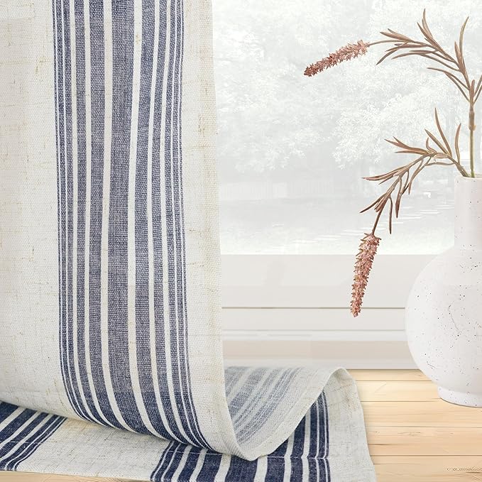 DriftAway Kitchen Curtains Striped Tier Linen Short Pinstripe Cafe Curtains 36 - Image 5
