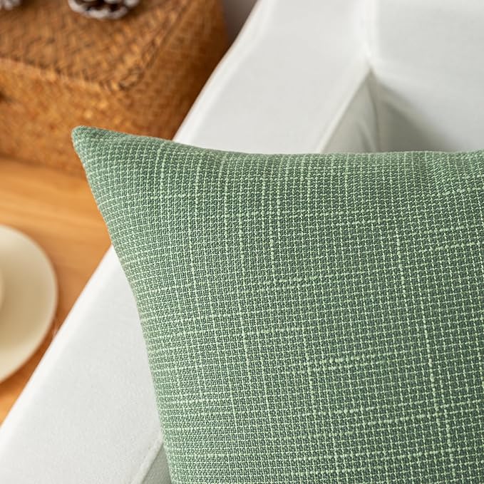 Kevin Textile Set of 2 Sage Green Pillow Covers 20 x 20 Inch Spring Farmhouse - Image 2