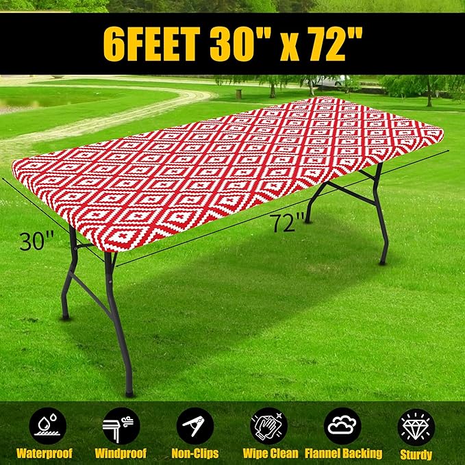 Smiry Rectangle Picnic Table Cloth, Waterproof Elastic Fitted Outdoor - Image 7