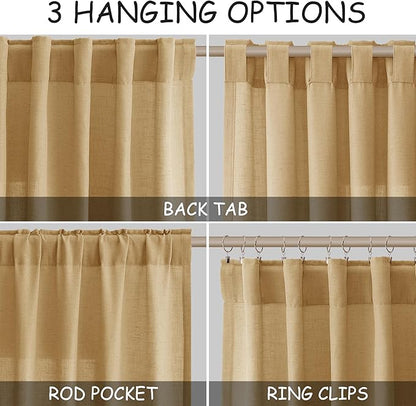 Extra Long Gold Yellow Linen Curtains 120 Inch - Image 2