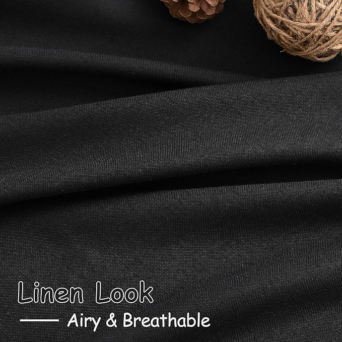 Nanspring Black Linen Textured Curtains - Image 2
