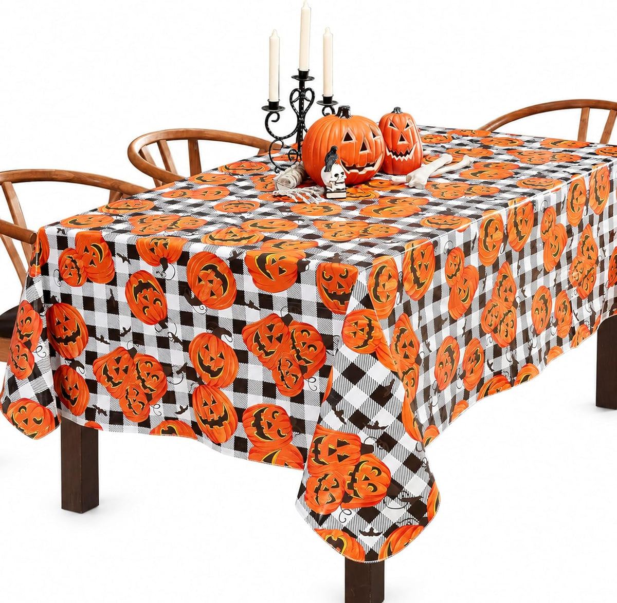 Newbridge Halloween Jack O’ Lantern 60x120 Inch Rectangle Vinyl Tablecloth