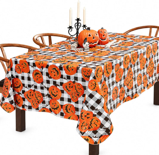 Newbridge Halloween Jack O’ Lantern 60x120 Inch Rectangle Vinyl Tablecloth