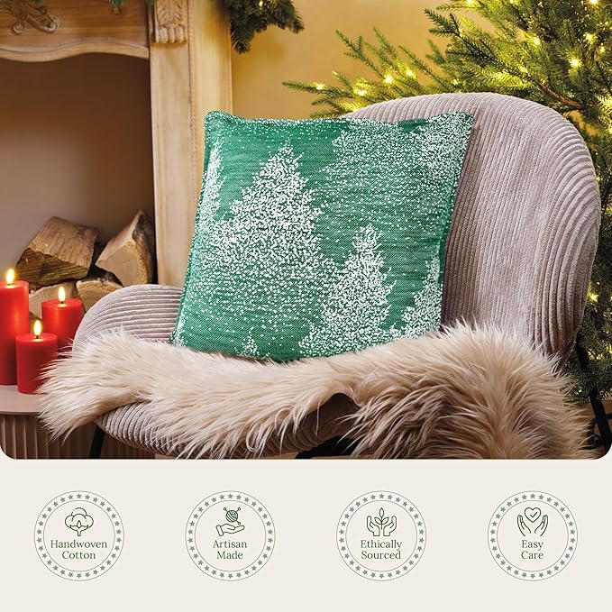 SanVia Moss & Snow Premium Cotton Throw Pillow Covers, 20 x 20 Inches, Luxury - Image 5