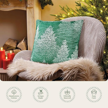 SanVia Moss & Snow Premium Cotton Throw Pillow Covers, 20 x 20 Inches, Luxury - Image 5