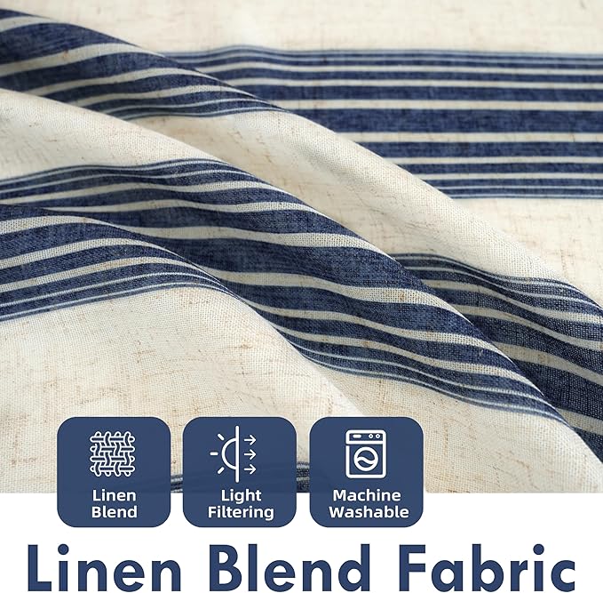DriftAway Farmhouse Vertical Striped Linen Blend Textured Light Filtering Semi - Image 2