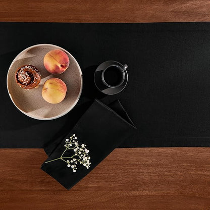 Home Ekaa Cotton Linen Table Runner 48 Inches – Small Summer Black Table Runner - Image 2