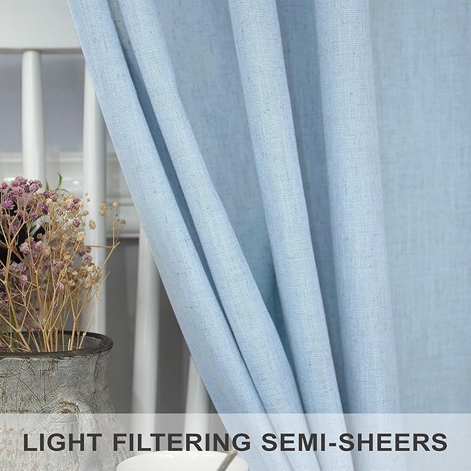 Light Blue Curtains 96 Inches Long - Image 3