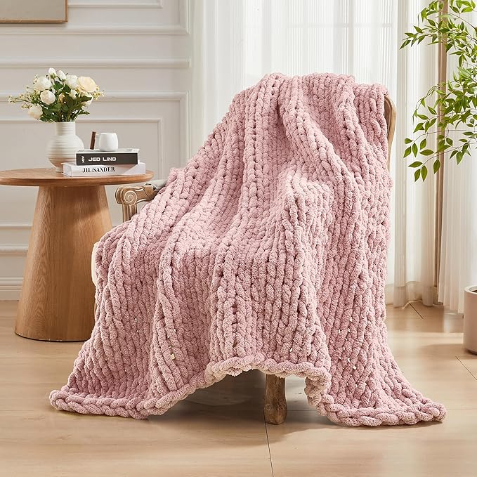 Carriediosa Chunky Knit Throw Blanket 60" X 80" Twin, 100% Hand Made Large - Image 8