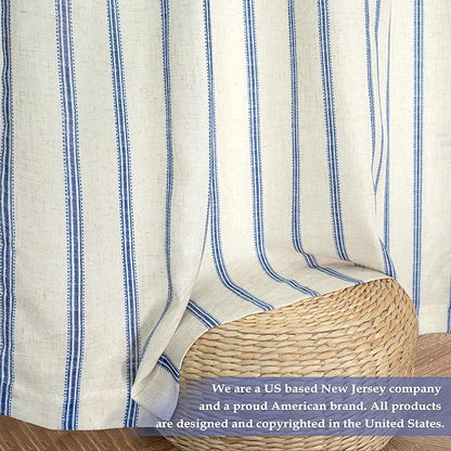 DriftAway Farmhouse Vertical Striped Linen Blend Textured Light Filtering Semi - Image 5