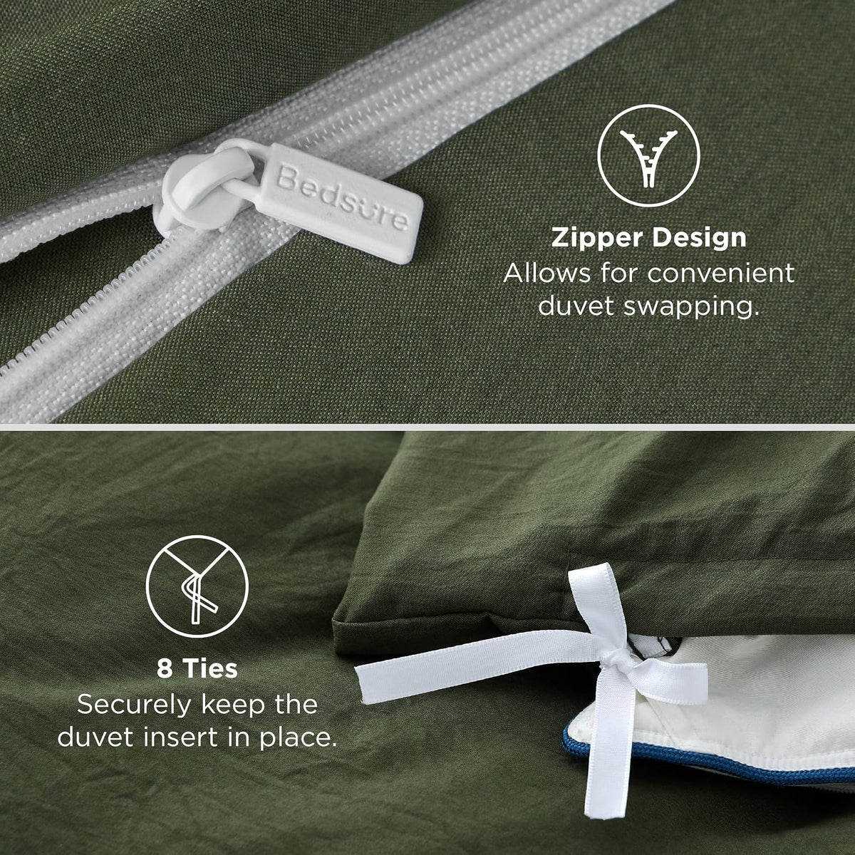 bedsure prewashed duvet cover king, cotton-like bedding set, package contents
