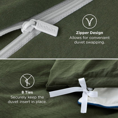 bedsure prewashed duvet cover king, cotton-like bedding set, package contents