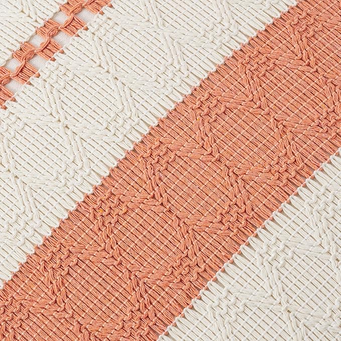 Fancy Homi Set of 2 Boho Coral Decorative Throw Pillow Cover 16x16 Inch - Image 4