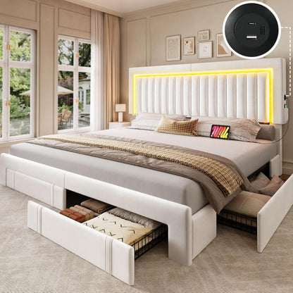 yitahome king bed frame with 4 storage drawers, main product view
