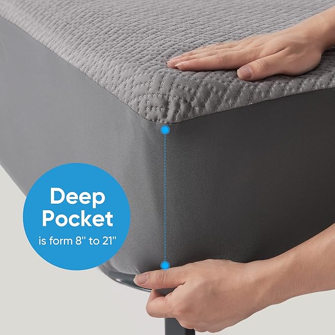 Hanherry 100% Waterproof Full Size Mattress Protector, Rayon Made from Bamboo - Image 4