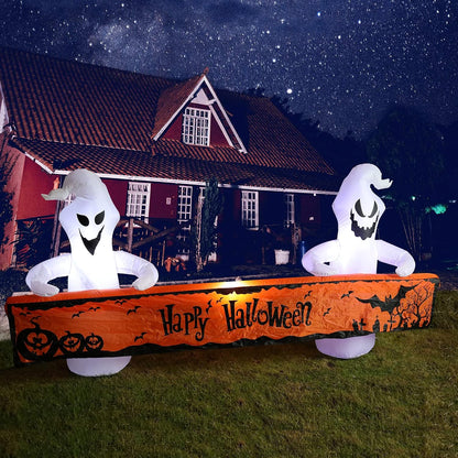 MUMTOP Halloween Outdoor Inflatable Ghost Yard Decor with Happy Halloween
