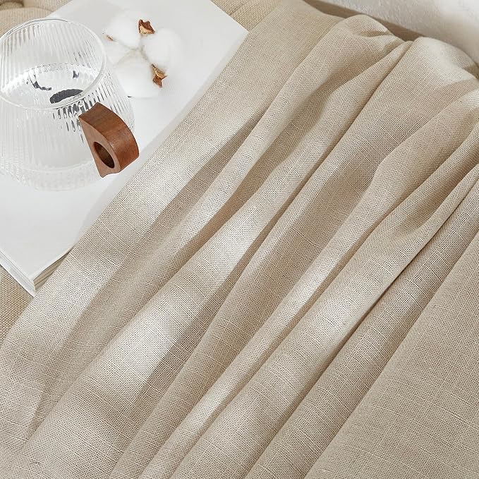 NICETOWN Cream Beige Linen Curtains & Drapes 84 inches Long, Grommet Flax Linen - Image 6