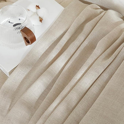 NICETOWN Cream Beige Linen Curtains & Drapes 84 inches Long, Grommet Flax Linen - Image 6