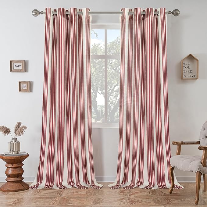 DriftAway Farmhouse Vertical Striped Linen Blend Textured Light Filtering Semi by DriftAway