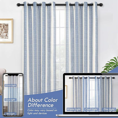 DriftAway Farmhouse Vertical Striped Linen Blend Textured Light Filtering Semi - Image 7