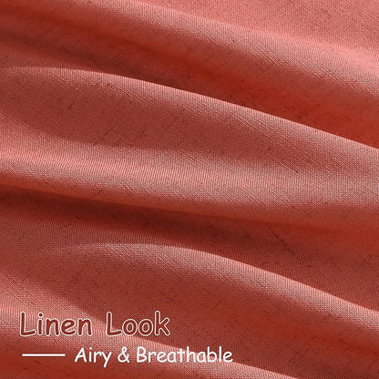 Coral Semi Sheer Linen Blend Curtains 120 Inches Long 2 Panels Set Back Tab - Image 4