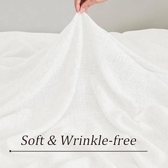 White Pinch Pleated Sheer Curtains 132 Inches Long, Textured Window Treatments - Image 7