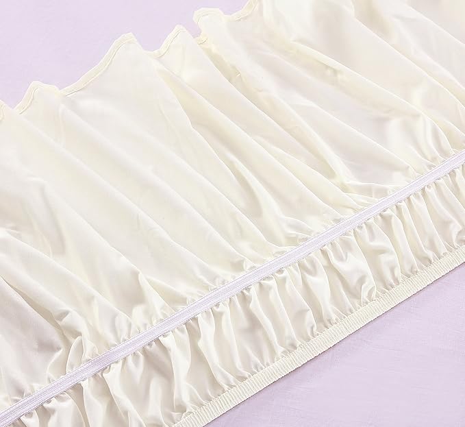 MEILA Wrap Around Bed Skirt Three Fabric Sides Elastic Dust Ruffled 24 Inch - Image 5