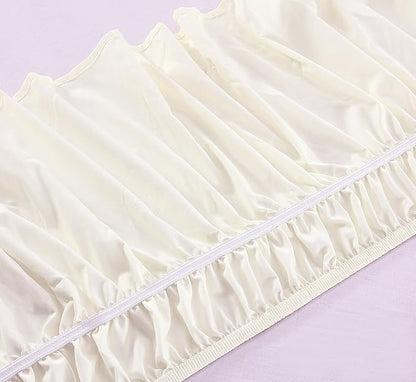 MEILA Wrap Around Bed Skirt Three Fabric Sides Elastic Dust Ruffled 18 Inch - Image 5