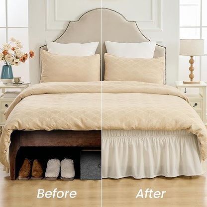 BISELINA Wrap Around Bed Skirts 17" Drop, Cotton Adjustable Elastic Dust - Image 6