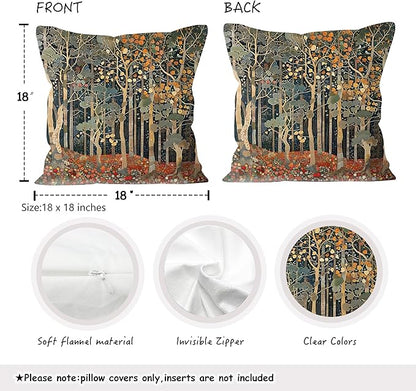 Rustic Autumn Forest Pillow Covers 18x18 Set of 2, Fall Home Room Decor - Image 2