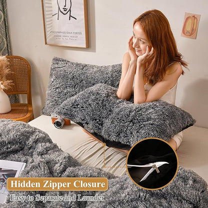 XeGe Faux Fur Throw Pillow Cases, Plush Shaggy Ultra Soft Pillow Covers - Image 3