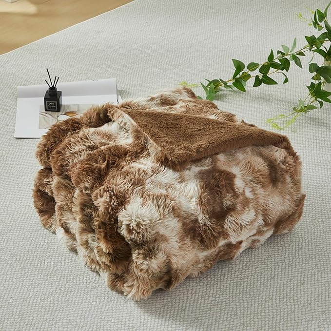 Faux Fur Throw Blanket for Couch Cozy Fuzzy Soft Plush Thick Fluffy Fleece - Image 5