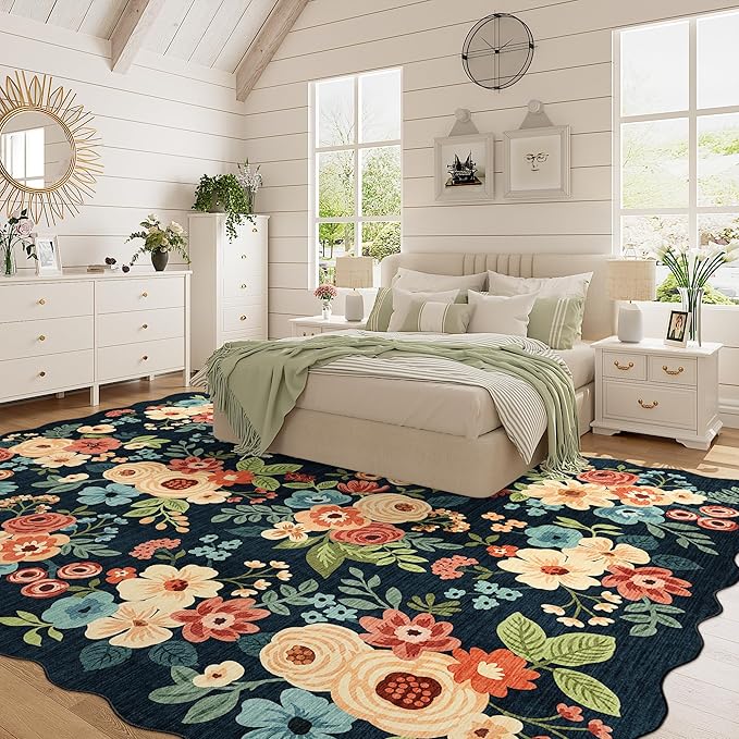 DUKINO 8x10 Area Rug, Floral Washable Rugs - Image 2