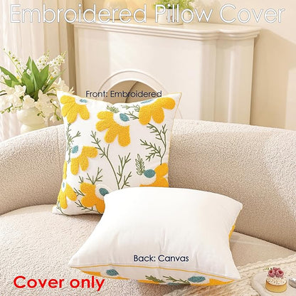 TAOSON Pack of 2, Cotton Canvas Cushion Covers, Spring Farmhouse Decor - Image 3