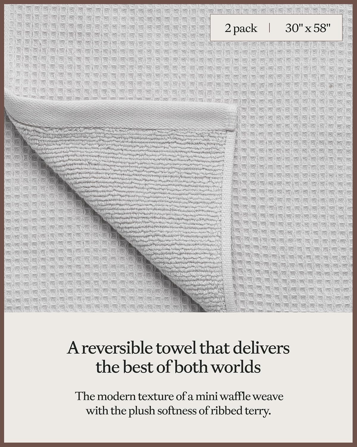 cozy earth waffle bath towels, mini textured waffle, close-up detail
