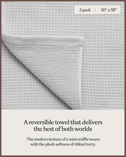 cozy earth waffle bath towels, mini textured waffle, close-up detail
