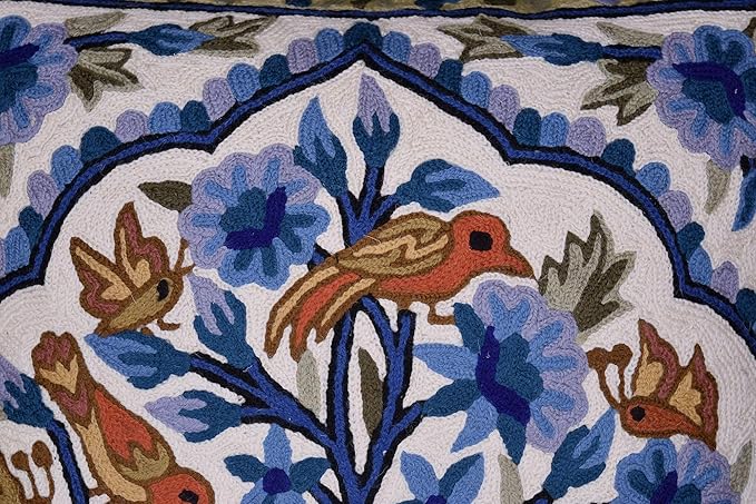 Blue Tree of Life Pillow Cover Blues Birds Floral Decorative Pillowcase Flower - Image 3