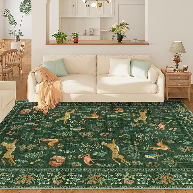 DUKINO 8x10 Rug, Washable Animal Living Room Rug - Image 2