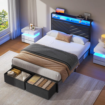fluest twin bed frame with storage drawers, upholstered showing dimensions