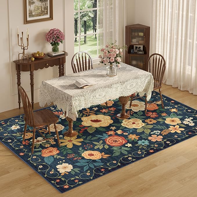 DUKINO 6x9 Area Rug, Floral Rugs - Image 4